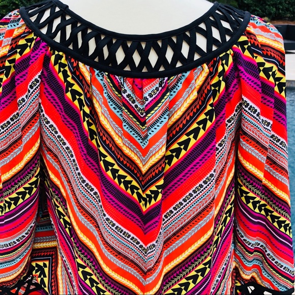 XOXO Funky Bright Color Top with Waist Tie - Picture 7 of 8